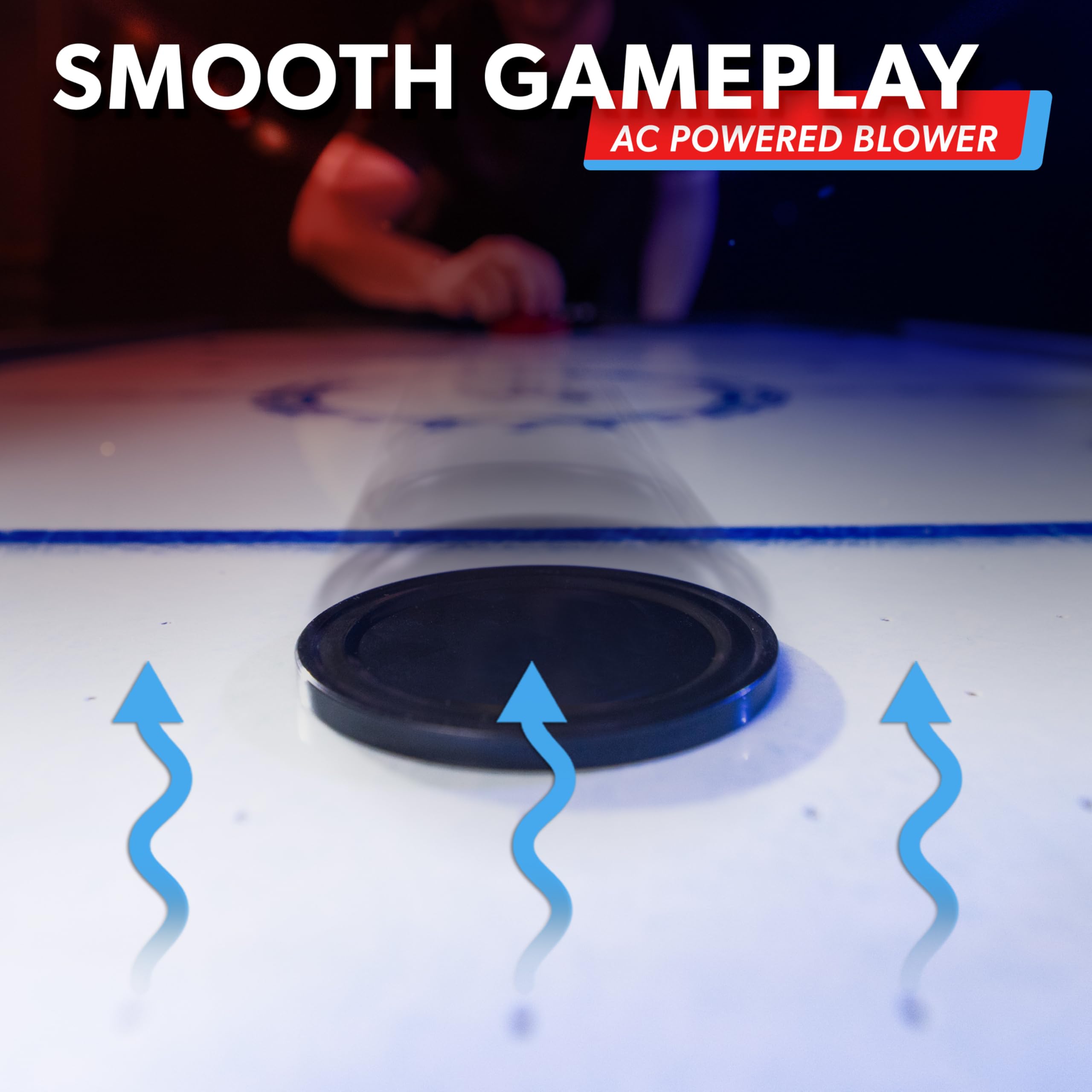 GoSports 54 Inch Air Hockey Arcade Table for Kids & Adults - Oak or Black - Includes 2 Pushers, 3 Pucks, AC Motor, and LED Scoreboard