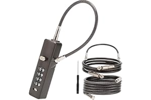 TOKCKYBL 4-Digit Combination Cable Lock, Gate Lock - 3 Replaceable Steel Ropes (11.8", 23.6", 47.2") for Bike, Ski, Fence, Cabinet & Door - Durable & Adjustable - Gun Gray (1 Pack)