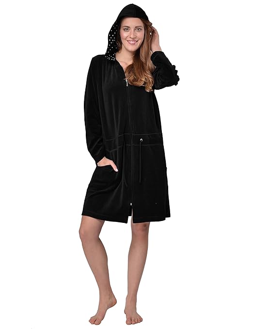 Raikou Neu Damen Bademantel Morgenmantel Saunamantel mit Kapuze mit hohem Baumwollanteil