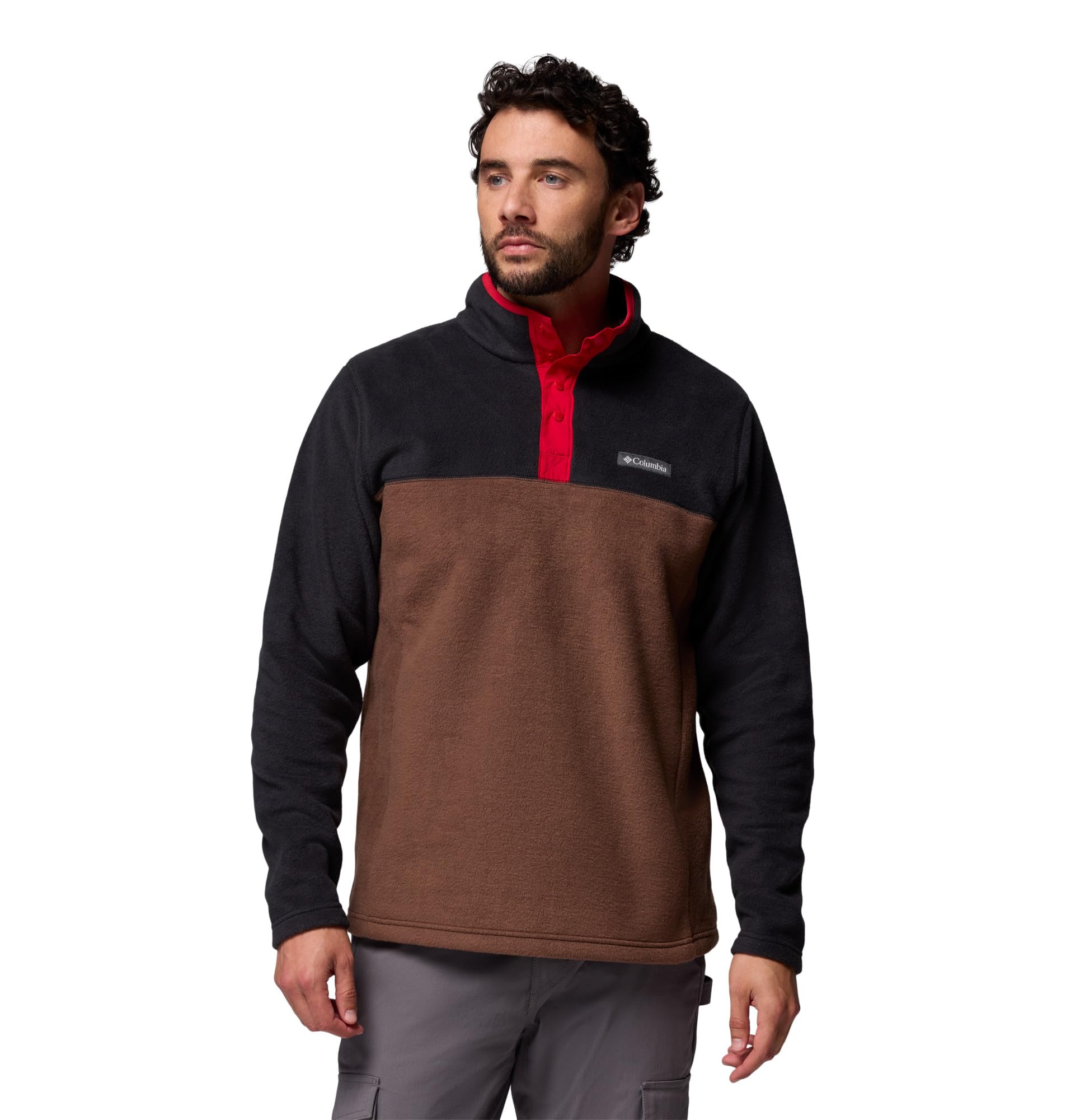Columbia Mens Steens Mountain Half Snap Fleece Jacket, Tobacco/Black/MTN Red, 1X