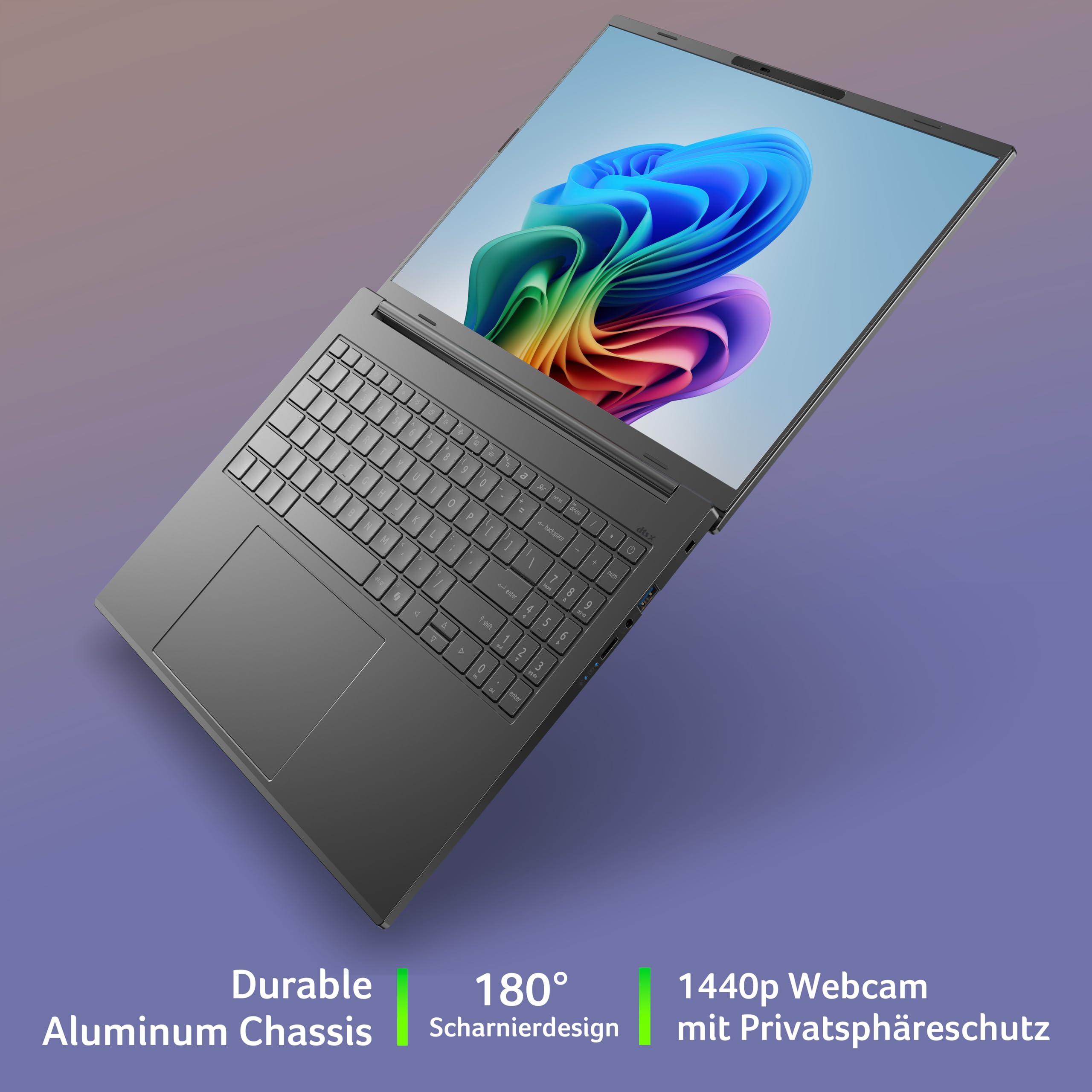 Acer Aspire 16 AI (A16-11M-X1CW) KI Laptop, Copilot+ PC, 16" WUXGA IPS 120Hz Display, Qualcomm Snapdragon X X1-26-100, 16 GB RAM, 512 GB SSD, Qualcomm Adreno GPU, Windows 11, QWERTZ Layout 4
