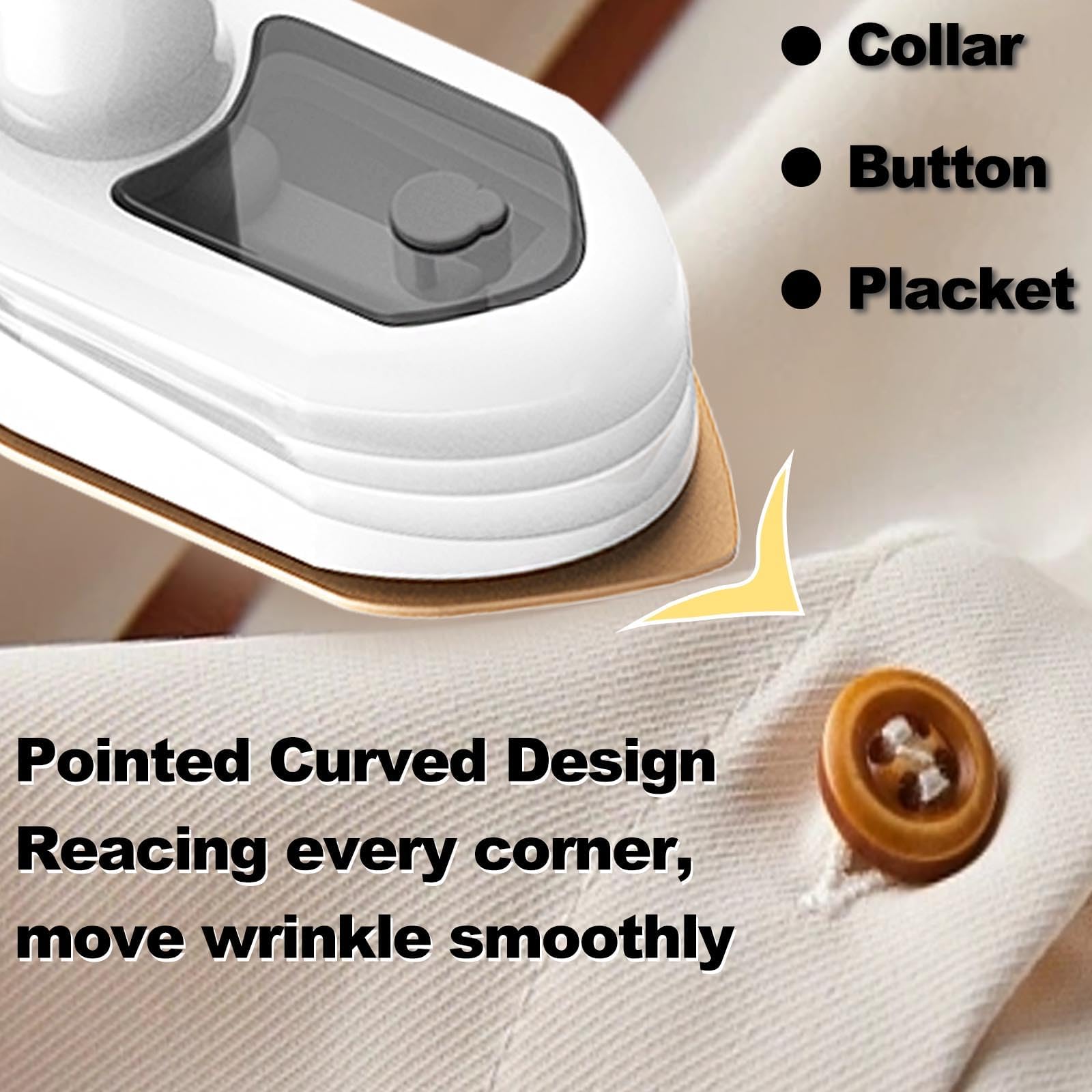 Mini Travel Iron for Clothes, 2 In 1 180 Degree Small Size Portable Handheld Iron with Dry And Wet Ironing for Home Business Clothing (White)