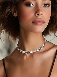 Chunky Choker Chain Necklace for Women Men 14 inch