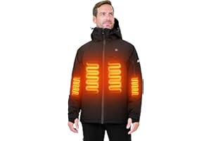ANTARCTICA GEAR Heated Jacket, Ski Jacket Coat, With 12V/16000mAh Battery Pack, 5 Areas Heating Thicken Men Winter Coat