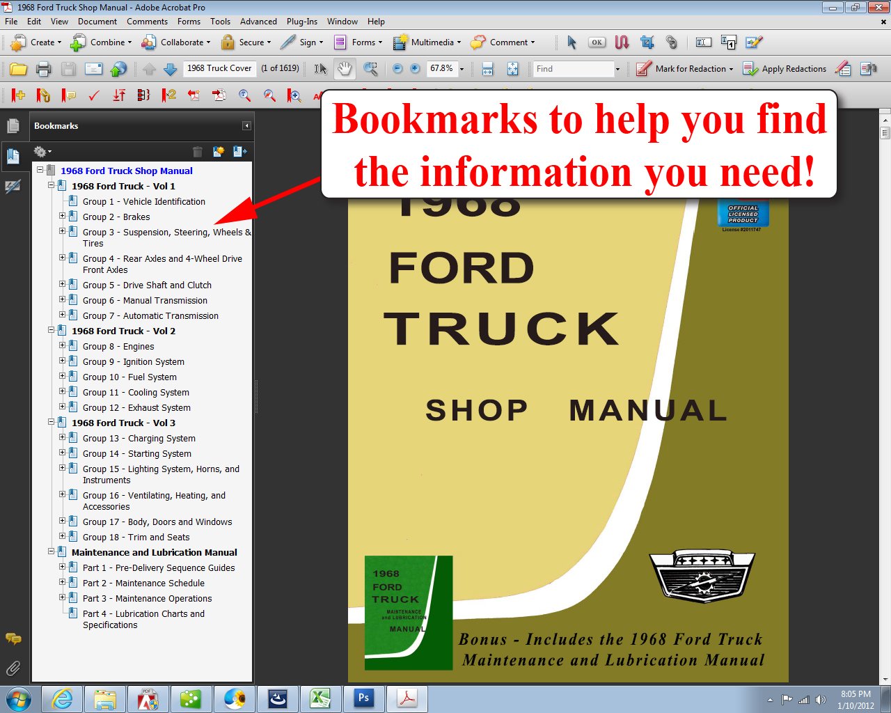 1968 Ford Truck F100 F350 Shop Service Repair Manual