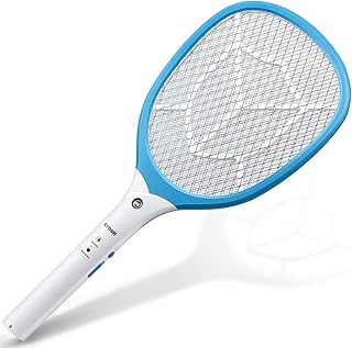 CYOUH Elektrische Fliegenklatsche USB Wiederaufladbarer elektrischer Moskito-Zapper-Schläger für zu Hause, im Freien, LED-Licht, berührungssicher mit 3-Lagen-Sicherheitsgitter