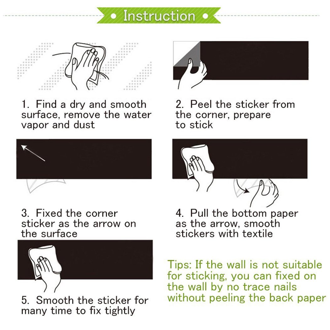 Etiqueta Engomada de Pizarra con 5 Tizas(43 * 200 cm), Ninonly ...