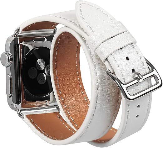 Amazon Com Compatible Apple Watch Band 44mm Genuine Leather Double Tour Iwatch Bands Series 4 For Women Designer Replacement Strap For Apple Iphone Watch Ivory White Ivory White 44mm Clothing