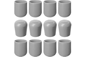 GLUPOSTI Folding Chair Leg Caps Gray 7/8 Inch (12 Pack) - Heavy Duty Nylon Chair End Caps, Non-Marring Round Hardwood Floor Protectors, Compatible Replacement Plugs for Metal and Padded Folding Chairs Tips