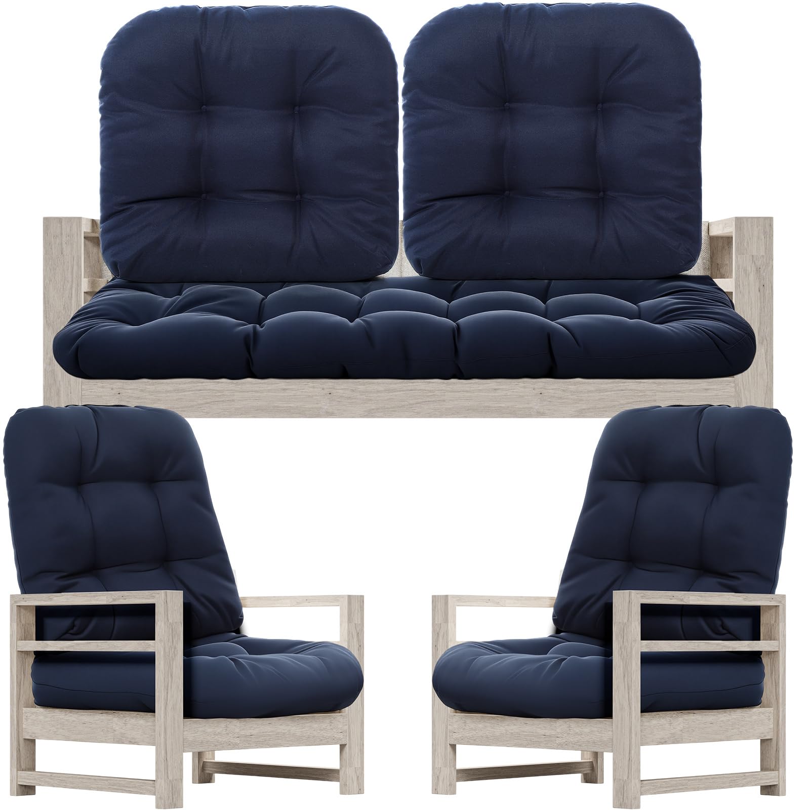 Wenqik 7 Pcs Outdoor Wicker Chair Cushions Set with 1 Loveseat Cushions