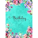Birthday Reminder Book: B6 Small Notebook for Recording Birthdays and Anniversaries | Monthly Index | Watercolor Botanical Flower Design Turquoise