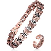 Fashtour Copper Bracelet and Ring Set, 99.99% Pure Copper Magnetic Jewelry | Women&rsquo;s Copper Bracelet &amp; Ring Set, 99.99% Pure Copper Magnetic Jewelry with Butterfly Design and Adjustable Fit