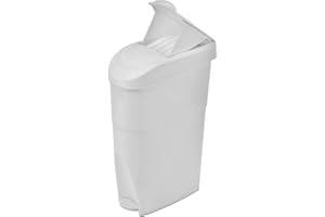 Alpine Industries Step-On Sanitary Napkin Receptacle - Compact Garbage Bin - Durable Slim Plastic Waste Container with Easy Open Top for Convenient Trash Disposal - 19 Qt. - White