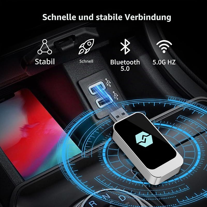 Wireless Carplay und Wireless Android Auto Adapter, Konvertieren Wired Carplay/Android Auto in Wireless, Typ-C und USB, Plug and Play für iOS 10+/Android 11+ — Foto 3 von 8