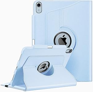 Fintie Case for iPad Air 4 10.9 Inch 2020 with Pencil Holder [Support 2nd Gen Pencil Charging] - 360 Degree Rotating Stand Cover with Auto Sleep/Wake for iPad Air 4th Generation, Sky Blue