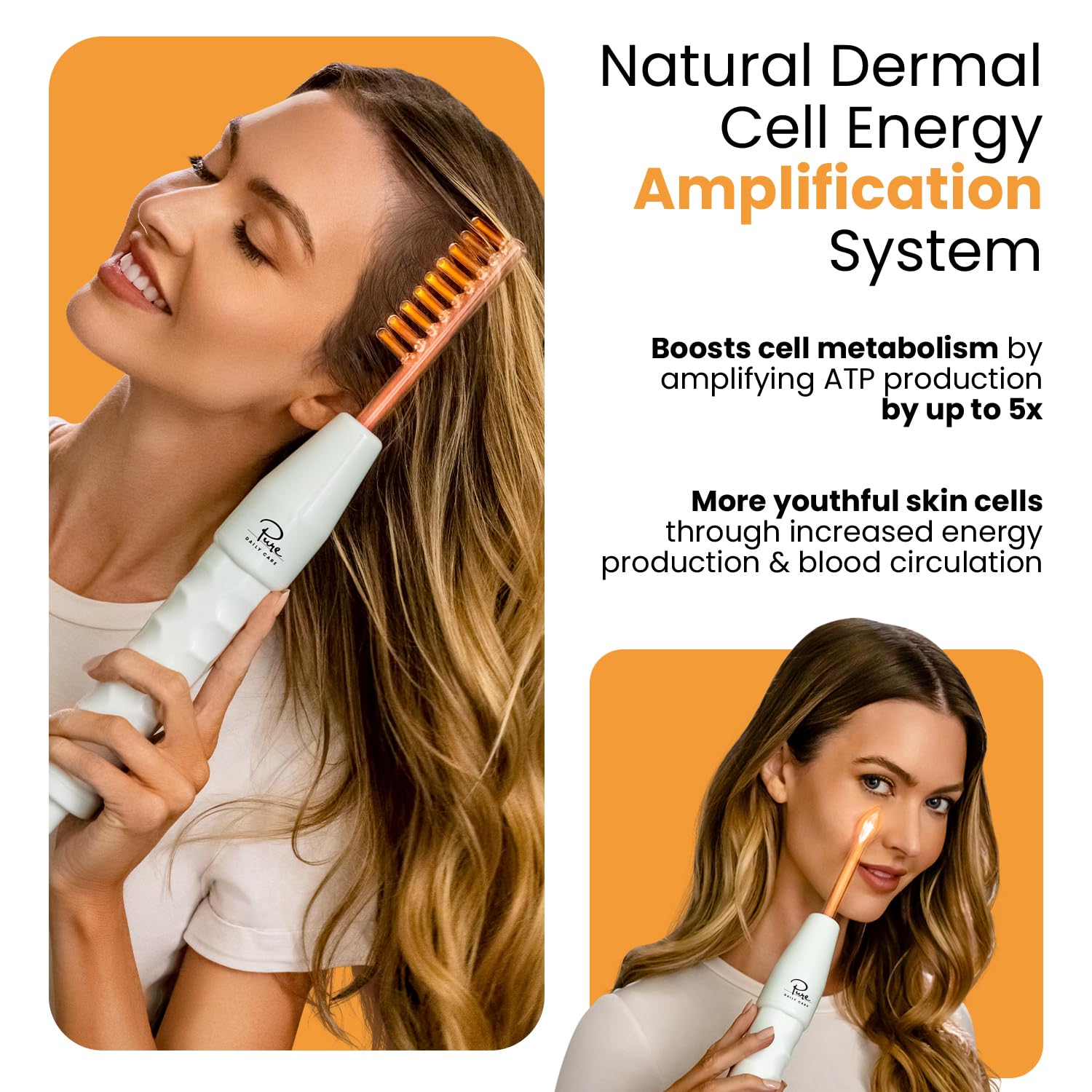 Pure Daily Care NuDerma Handheld Skin Therapy Wand Machine w/Neon – Anti-Aging - Skin Tightening - Wrinkle Reducing - Dark Circles – Clarifying - Hair & Scalp Stimulator