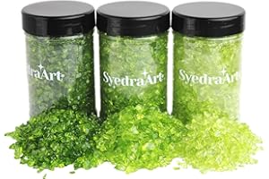 SYEDRA ART Syedra Crushed Glass for Resin Art,3-6mm Set of 3,Broken Glass Pieces for Crafts 2LB (Green)