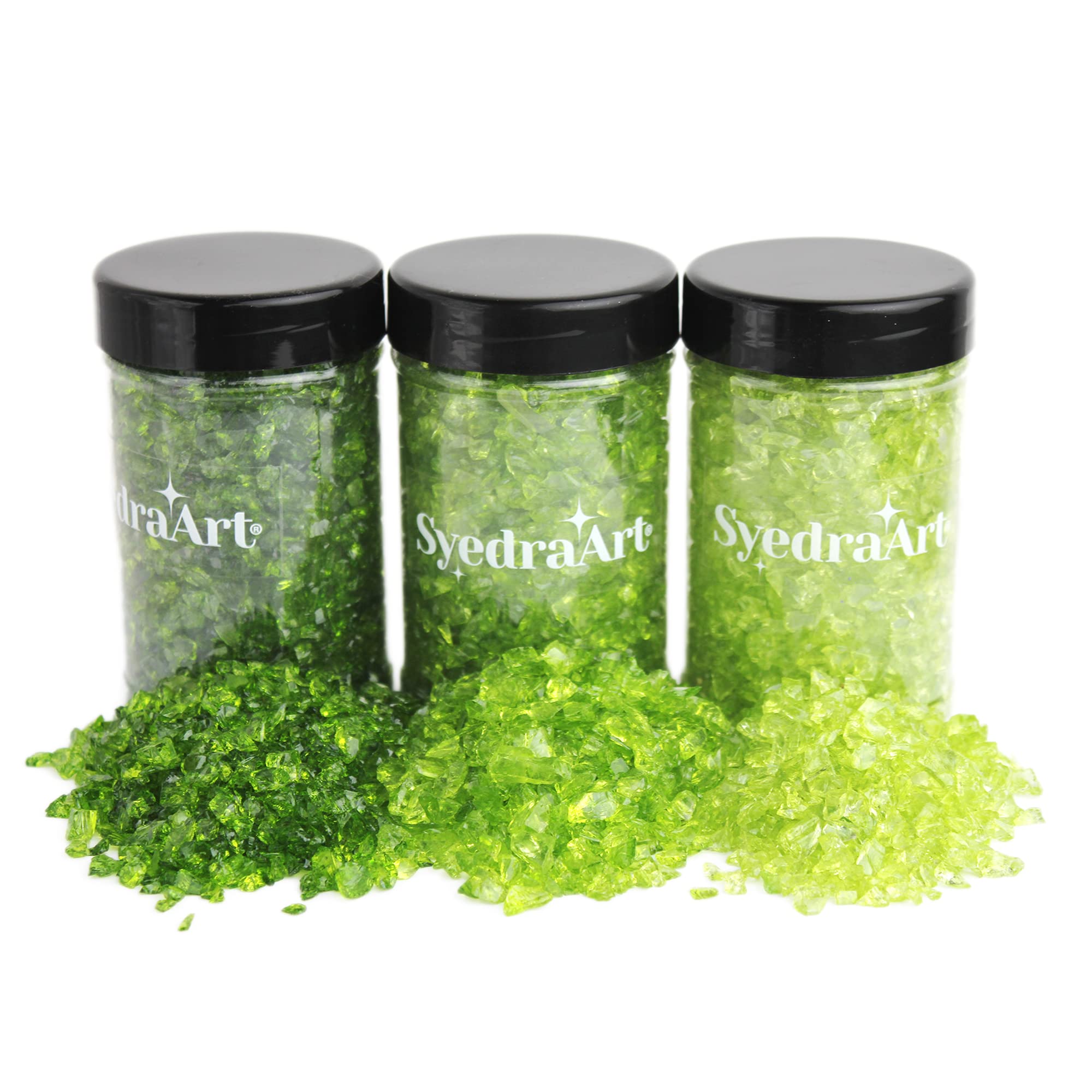 Photo 1 of ****ONLY TWO**** Syedra Crushed Glass for Resin Art,3-6mm Set of 2,Broken Glass Pieces for Crafts 2LB (Green)