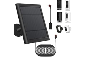 FEHUATENDA 1 Pack - Solar Panel for Ring Security Camera Spotlight Cam Plus/Pro(Battery) Stick Up Cam/Pro Wireless Outdoor with 10FT/3M Long Cable Dustproof Waterproof BK