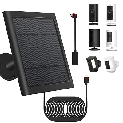 1 Pack - Solar Panel for Ring Security Camera Spotlight Cam Plus/Pro(Battery) Stick Up Cam/Pro Wireless Outdoor with 10FT/3M Long Cable Dustproof Waterproof BK