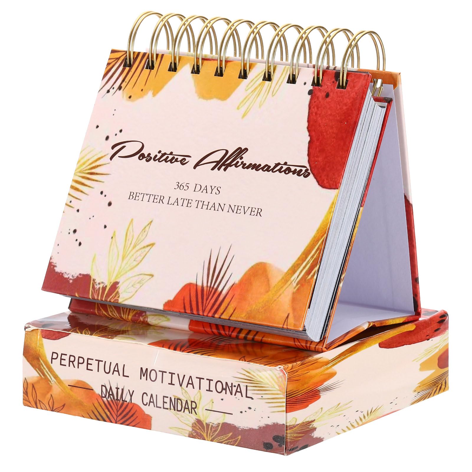 PATIKIL Motivational Calendar, Daily Flip Calendar with Inspirational Quotes Perpetual Calendar for Desk Accessories Gifts for Women, Brown