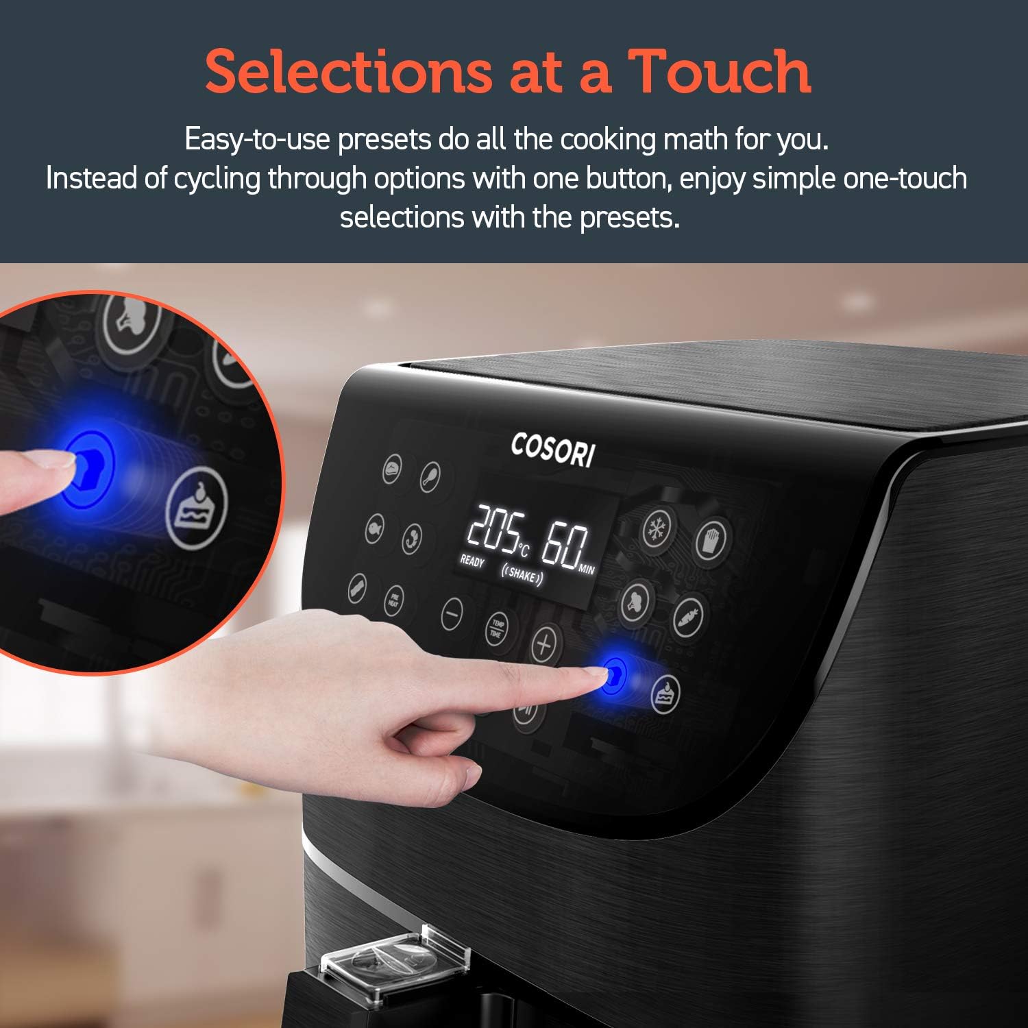COSORI Air Fryer Max XL(100 Recipes) Electric Hot Oven Oilless Cooker LED Touch Digital Screen with 11 Presets, Preheat& Shake Reminder, Nonstick Basket, 1700W, 5.8 QT-Black: Kitchen & Dining