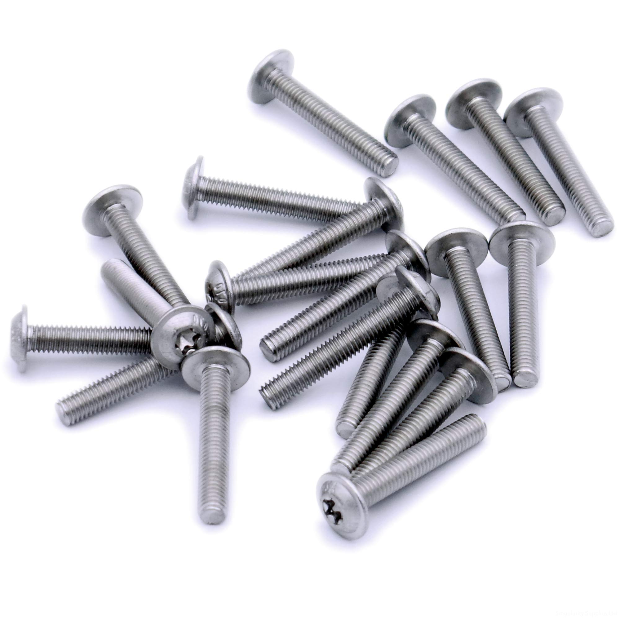 M6 (6mm x 20mm) Flanged TX Socket Button Machine Screw (Bolt) - Stainless Steel (A2) (Pack of 20)
