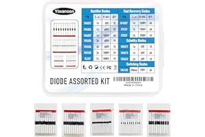 GENERIC 350Pcs 14 Values Diodes Assortment Kit, YIWANSON 1N4001 Diode 1N4004 1N4007 1N4148 1N5404 1N5406 1N5408 RL207 FR107 FR207 UF4007 1N5817 1N5819 1N5822 Schottky/Rectifier/Fast Recovery/Switch Diode