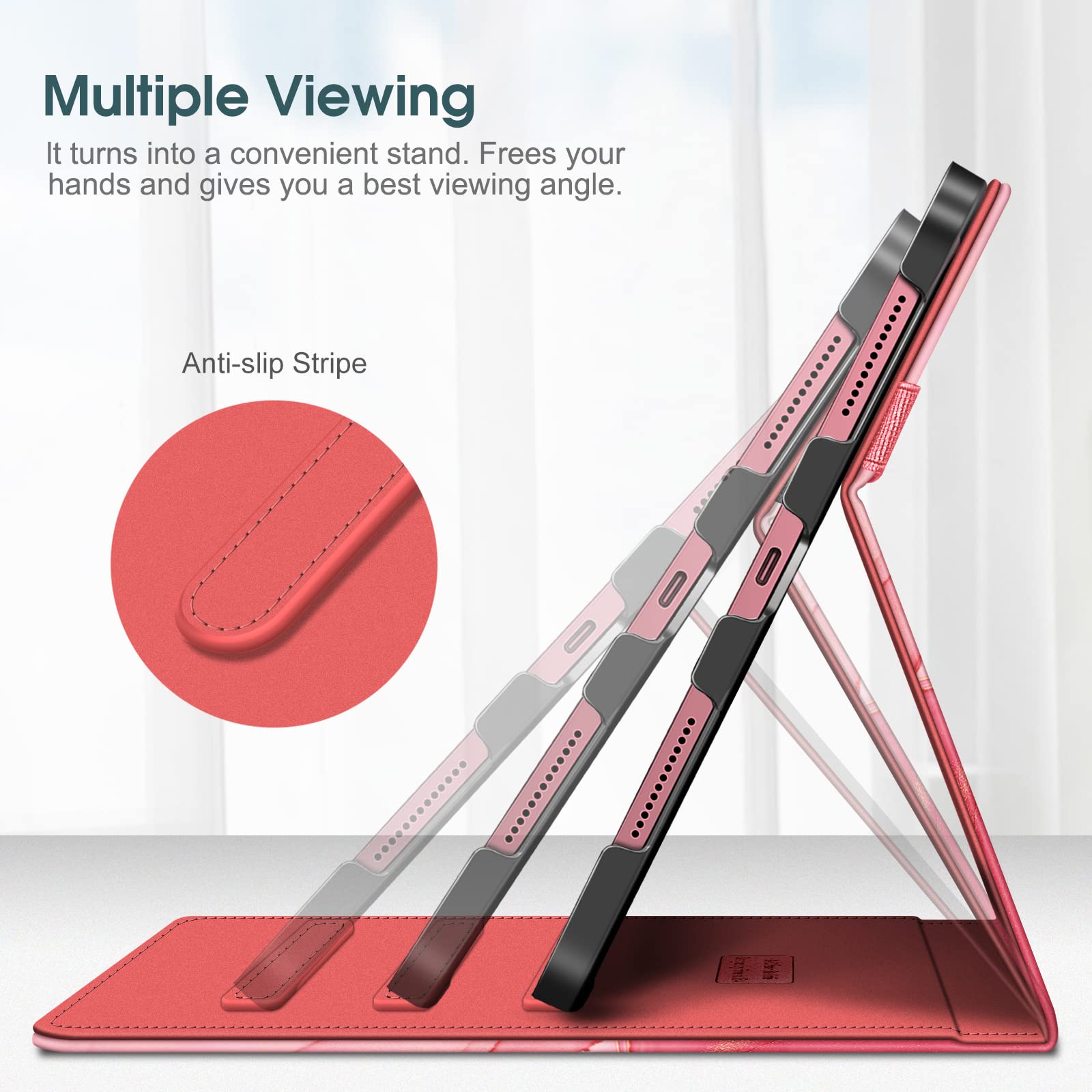 Fintie Case for iPad (A16) 11th Generation 11 Inch (2025), iPad 10th Generation 10.9 Inch (2022), Multi-Angle Viewing Protective Stand Cover with Pencil Holder & Pocket, Marble Pink
