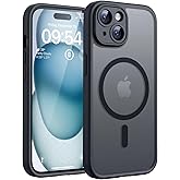 TOCOL for iPhone 15 Case, Compatible with MagSafe, Black | Built-in Magnets, Full Camera &amp; Military-Grade Protection, Anti-Slip Shockproof Translucent Matte Back Phone Cover