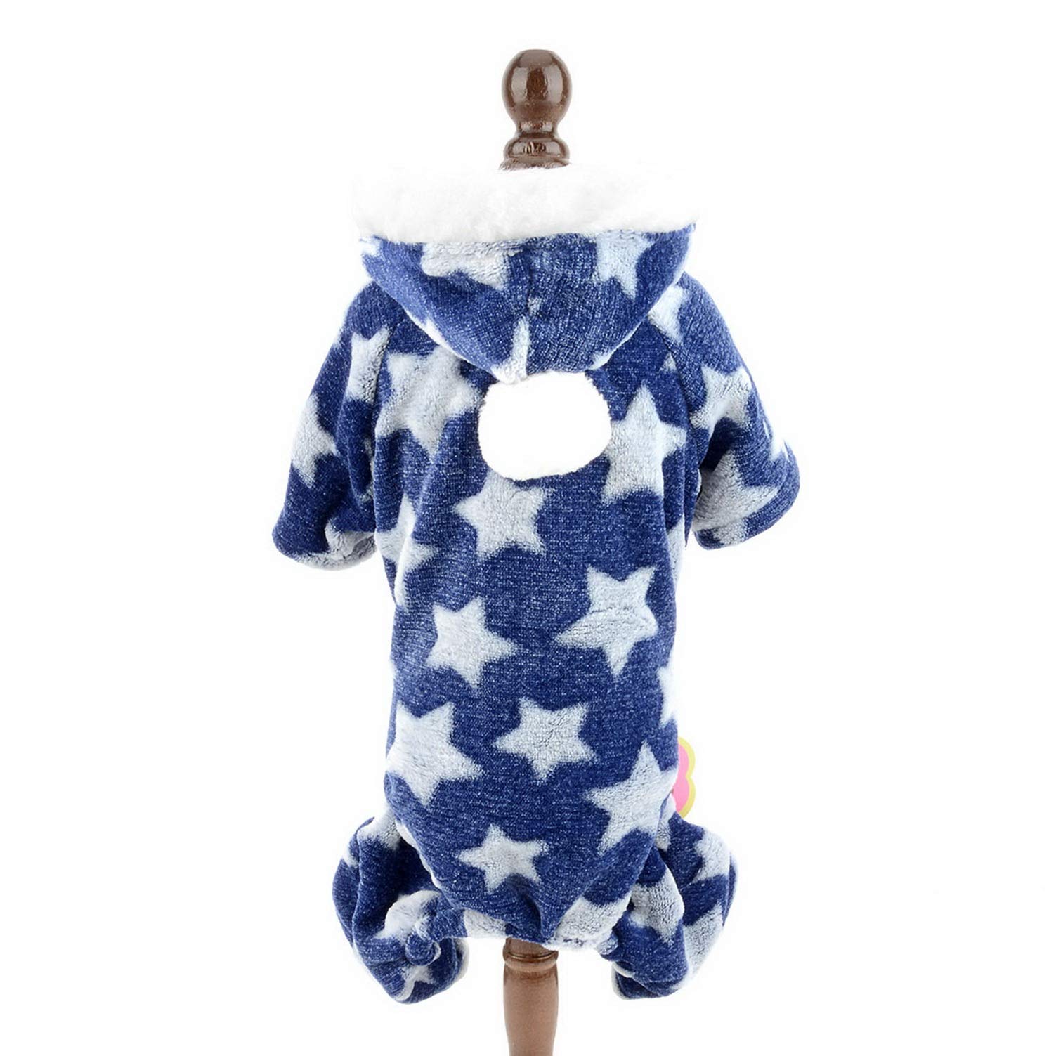 SMALLLEE_LUCKY_STORE Super Soft Pet Fleece Hoodie Pajamas Pjs for Small Dogs Cats Stars Pullover Jumper Boy Girl Warm Winter Jumpsuit Coat Puppy Clothes Chihuahua Yorkie,Blue M