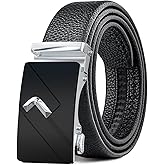 BuzToz Men's Belt,Leather Ratchet Dress Belts with Sliding Adjustable Belts Dress Casual Jeans Comfort Trim to Fit