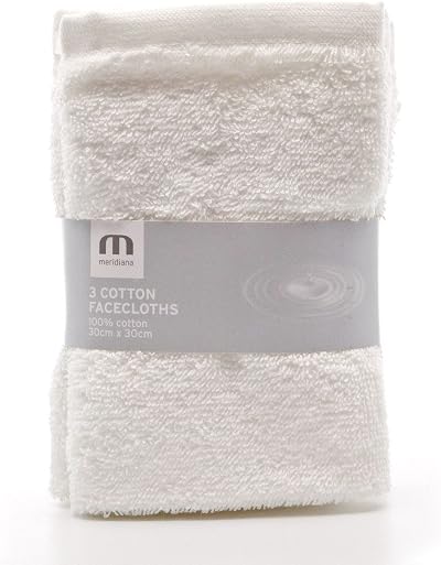 Meridiana Supersoft 100% Cotton Washcloths 3 Pack White 30cm x 30cm