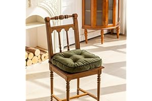 CAMZ Velvet Dining Chair Cushions, 16x16 Inch Thick Chair Pads Non Slip Seat Cushions for Indoor Kitchen Chairs (Grass Green)
