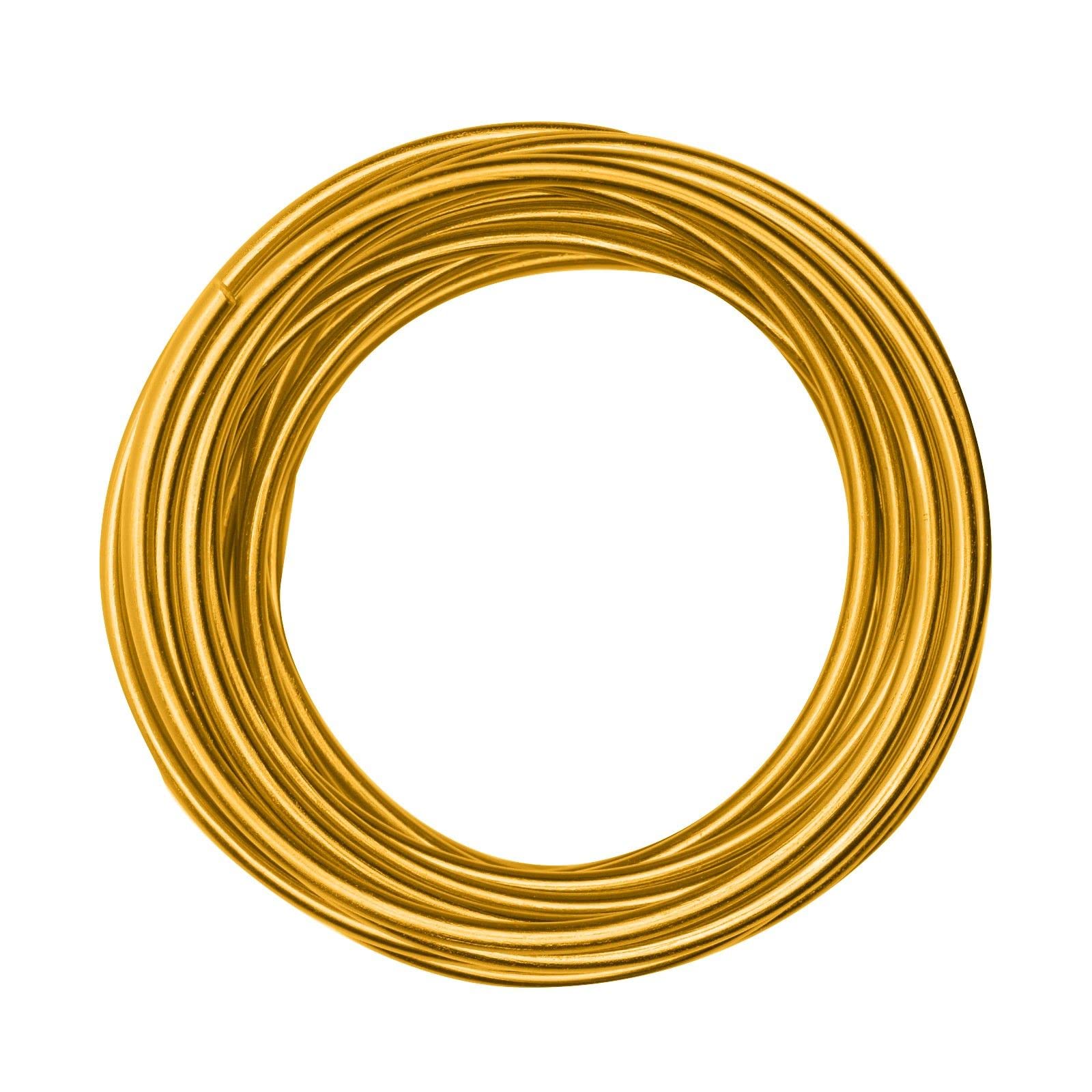 Vaessen Creative Aluminium Craft Wire 32.8 ft (10 m) x 0.2" (5 mm) Gold - Flexible Metallic Wire for Crafting, Flower Arranging, Jewellery Making and Modelling