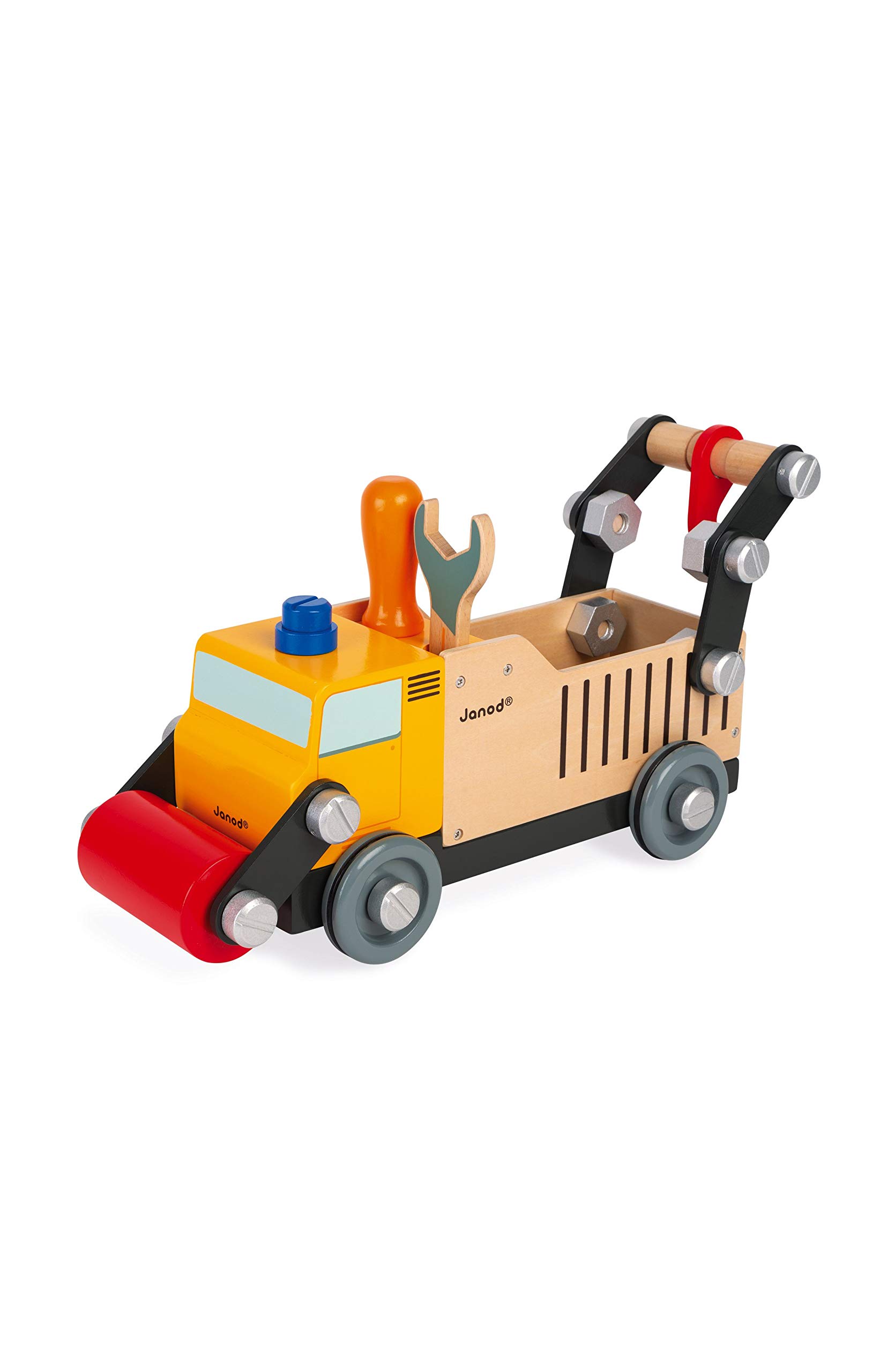 Janod - My First Construction Game - FSC Wooden Construction Truck - 43 Pieces - Easy to Assemble - 3 Years + - J06470