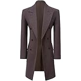 Mrbuerly Mens Double Breasted Trench Coat Casual Lapel Collar Business Winter Long Overcoats