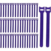 50Pcs Releasable Cable Ties, 5.91 x 0.47 in Nylon Hook and Loop Wire Ties, Purple Cord Organizer for Home Office Cable Management