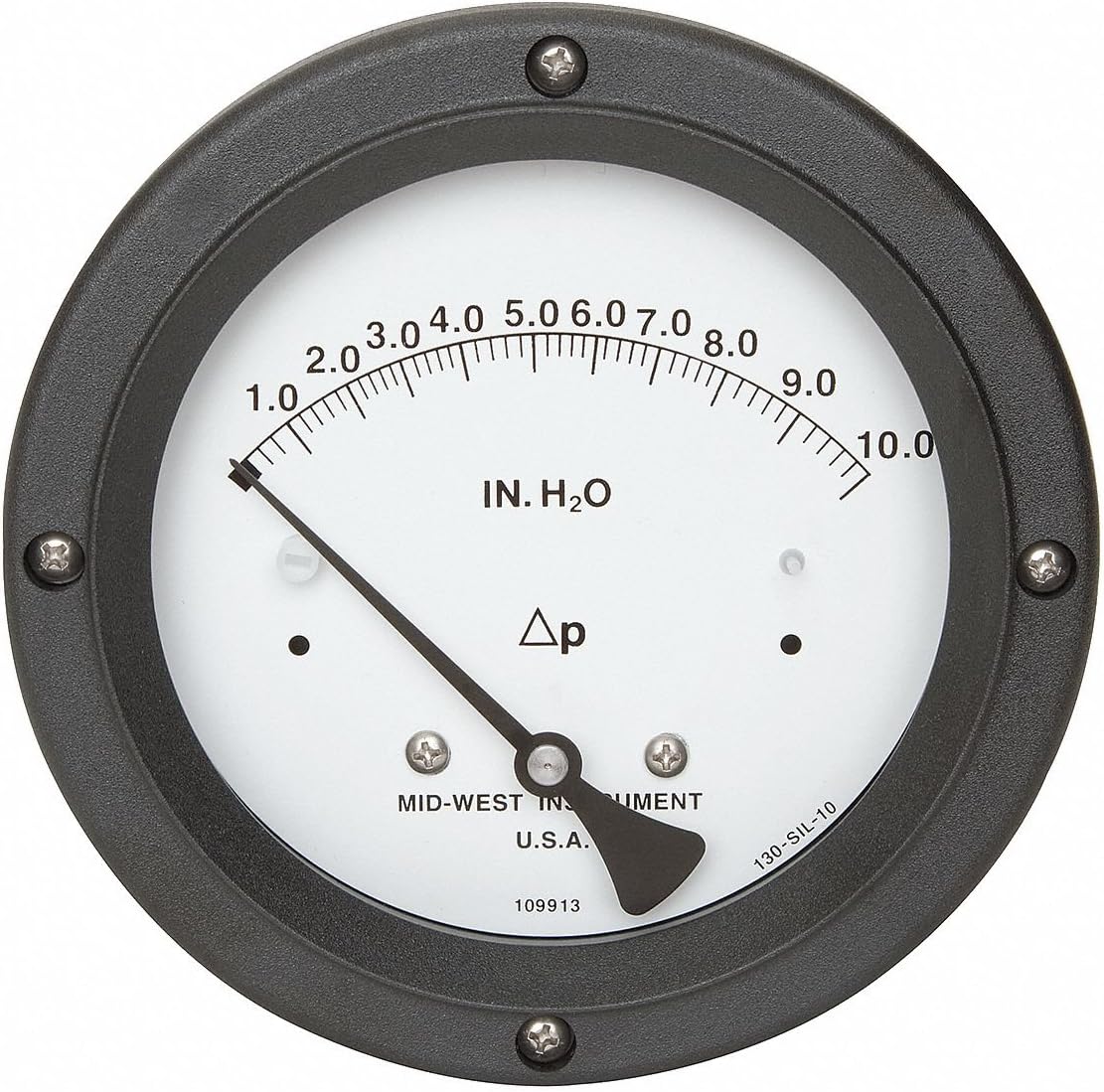 1/4″ FNPT Differential Pressure Gauge with 41/2″ Dial, 0 to 10 In. H2O