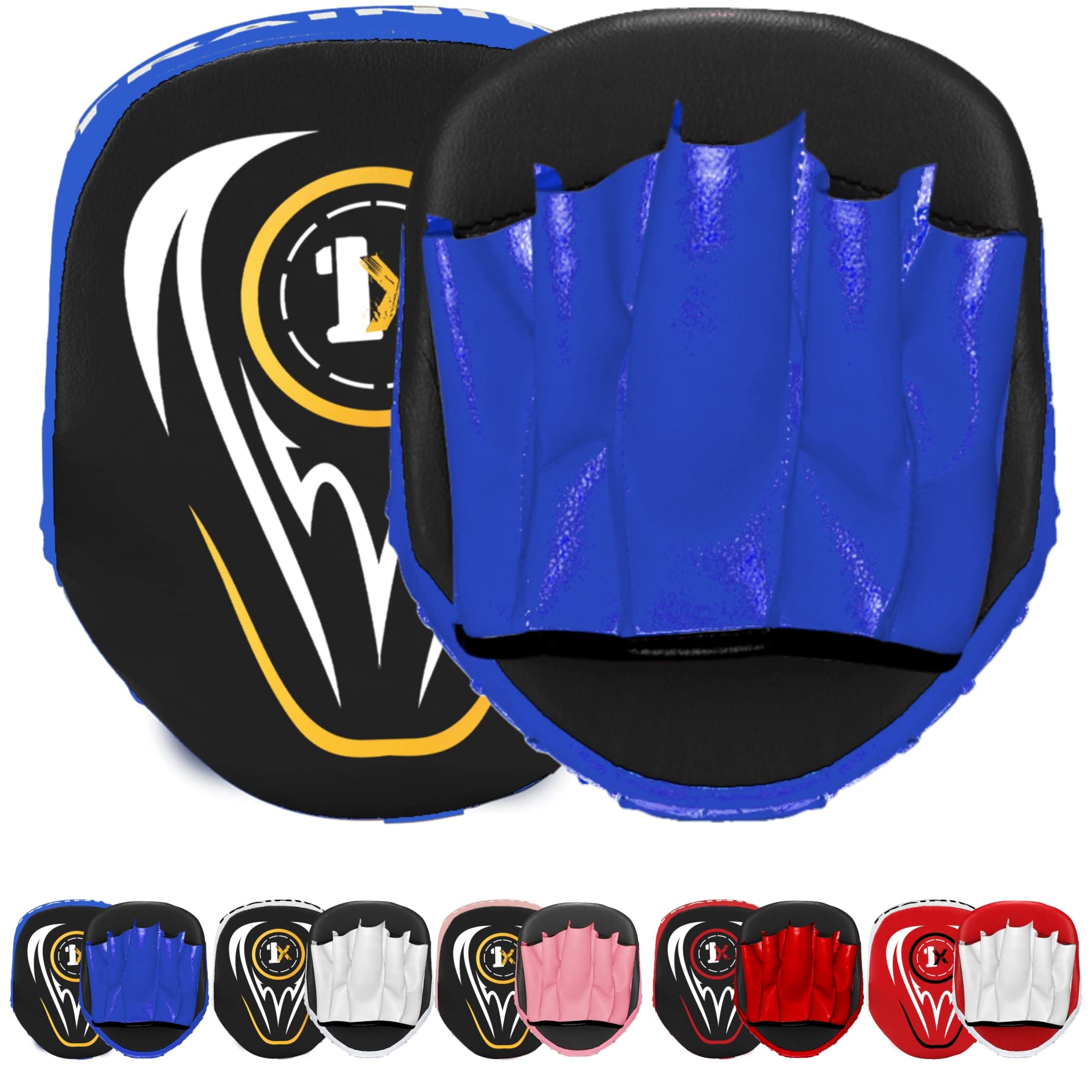 Kids Boxing Focus Pads Punching Mitts Punch Straight Pads Strike MMA Kickboxing equipments Hook & Jab Karate Muay Thai Taekwondo Training Punch Gloves Pad for junior kids (Blue)
