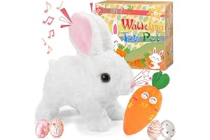 HINSHARK Easter Gifts for Kids, Realistic Bunny Toys, Easter Bunny Realistic Bunny Pal, Interactive Toys with Sounds Jumping and Twitching, Easter Basket Essentials Stuffers Birthday Gifts for Kids Toddlers