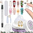 MIZHSE Solid Builder Gel for Nails, 60g Large Capacity Clear Hard Gel for Nails 3D Sculpting Gel Non-Sticky Hand Carving Gel U V/LED Nail Extension Gel with 3D Silicone Mold Nail Art Salon Home DIY