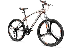 MarKnig 26 Inch Adult Folding Bikes/Mountain Bikes, 21 Speeds Mountain Bicycles with Full Suspension, Dual Disc Brake, High Carbon Steel Frame, Foldable Bike for Men/Women/Teen, Multiple Colors