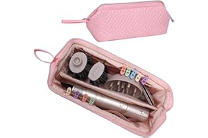 CTWWFS Hair Tools Travel Bag for Dyson/Shark Flexstyle, Travel Carrying Case for Shark Flexstyle Air Styling & Drying System, Waterproof Flat Curling Iron Travel Organizer (Pink)