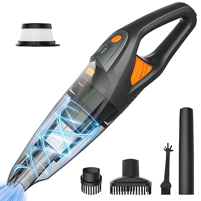 GHUSTAR Handheld Vacuum Cordless - 25000PA Strong Suction Hand Held Car Vacuum Cleaner Portable with Multi-Nozzles - Lightweight Dust Busters Rechargeable for Home Car Office Pets 2 Levels
