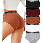FINETOO Womens Underwear High Waisted Cotton Underwear for Women Soft Panties for Women Full Coverage Briefs 5 Pack