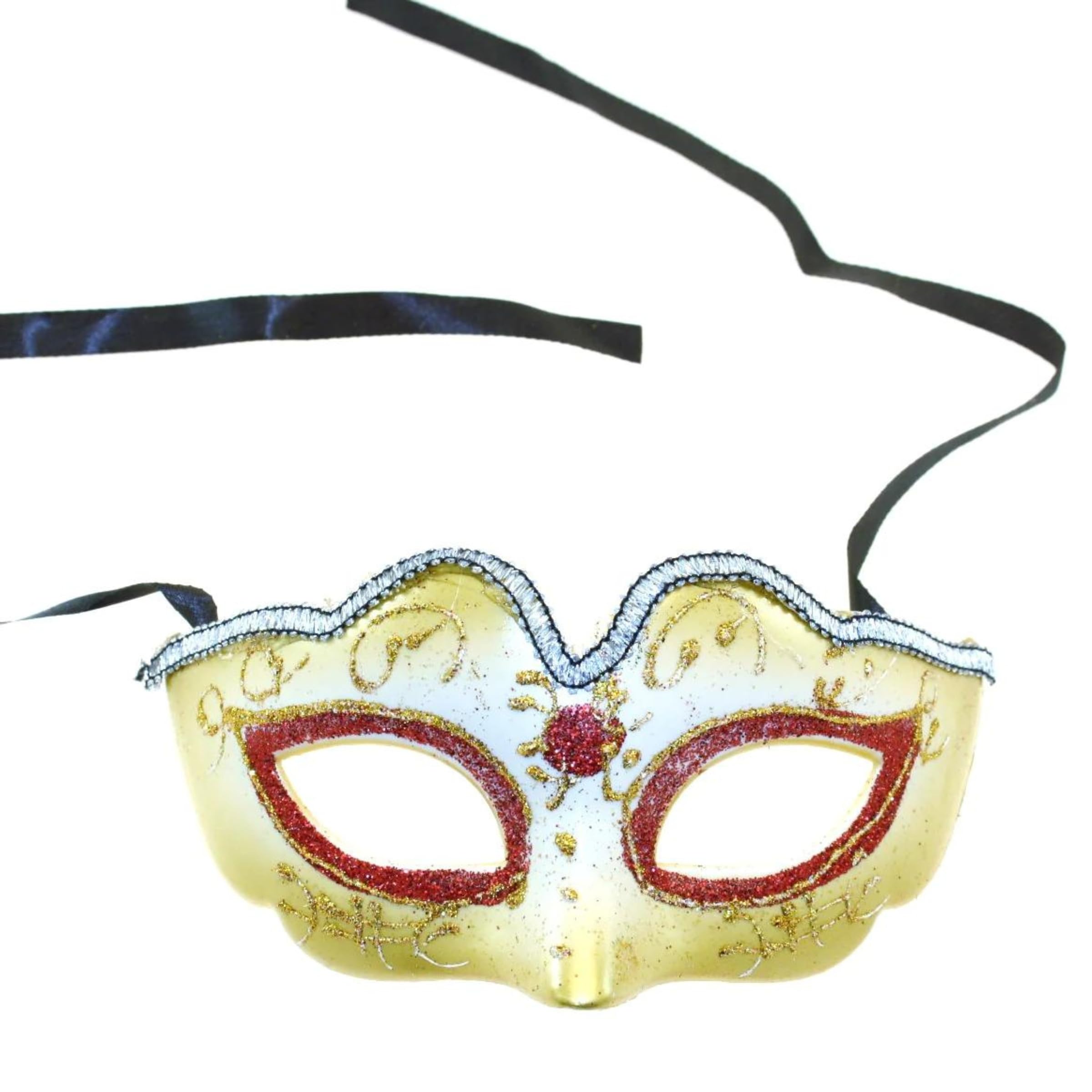 Topkids Accessories Masquerade Mask For Women and Men, Venetian Mask Halloween Mask, Masks for Masquerade Ball, Fancy Dress Adult, Cosplay accessories (Glitter Red, Gold, Yellow)