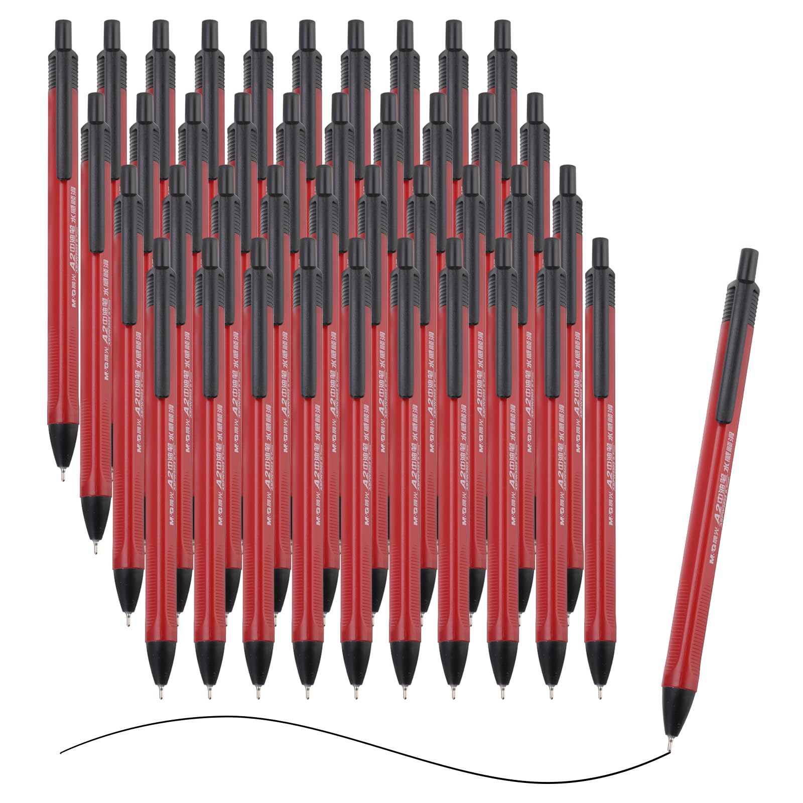 M&G Ballpoint Pen 0.7mm, 40pcs Retractable Fine Point Red Ink Click Ball Point Pen Writing Supplies for Journaling Home Office Classroom, Red 143mm