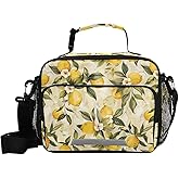 ALAZA Vintage Lemon Insulated Lunch Bag Portable Reusable Cooler Lunch Tote Bag with Shoulder Strap for Women Men Work Office Picnic College