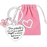 Konsait Best Friend Keychain, Best Friend Key ring for Women Friends Birthday Gifts for Women Friendship Keychain with Velvet Pouch Long Distance Key Chain for Bff Graduation Leaving Going Away Gift
